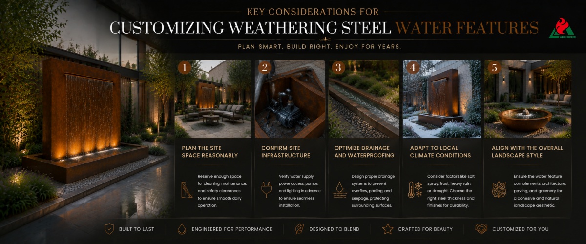 Key Considerations for Customizing Weathering Steel Water Features